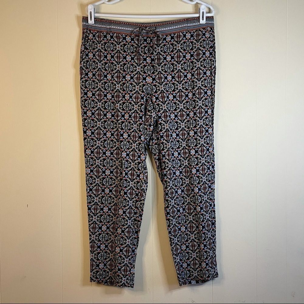 J. Jill Chic Drawstring Waist Geo Print Pants